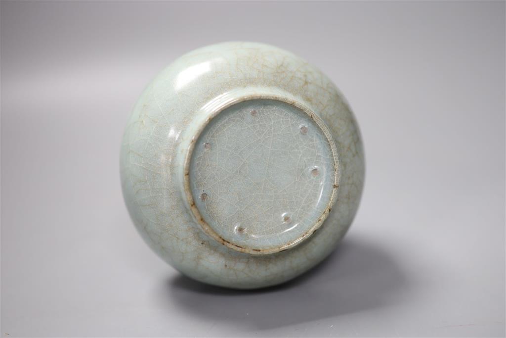 A Chinese Ru type bottle vase, height 18cm